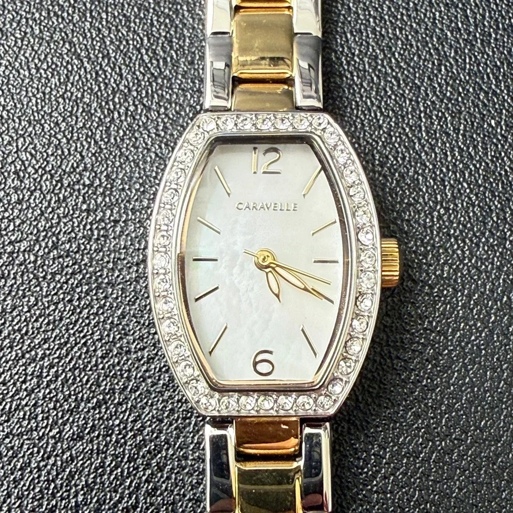 Caravelle by‎ Bulova 45L168 Women's Two Tone Dress Mini Quartz Watch New Battery